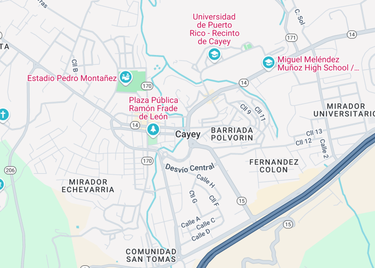 Map of Cayey, Puerto Rico (USA)