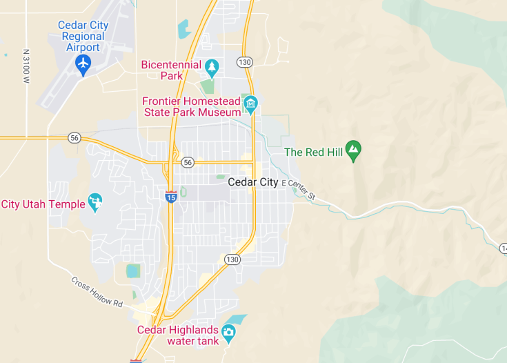 Map of Cedar City, Utah (USA)