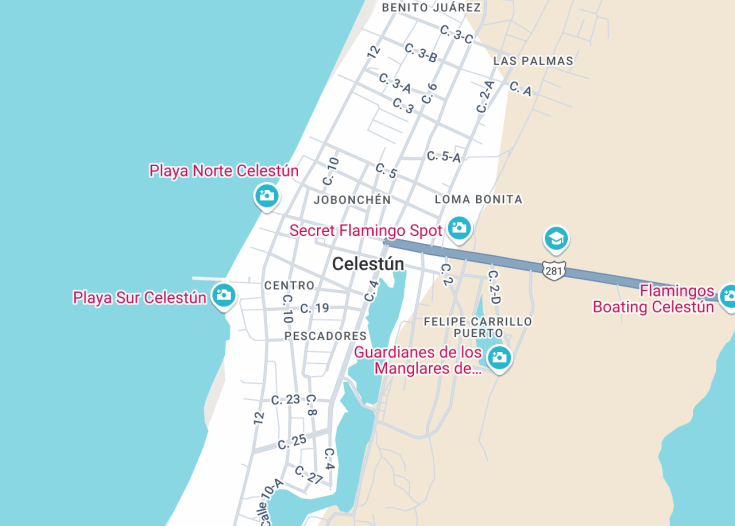 Map of Celestun, Mexico