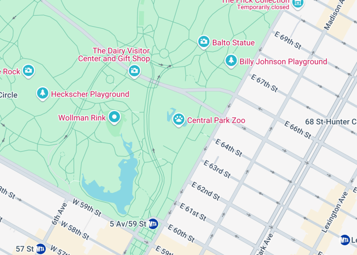 Map of Central Park Zoo, Manhattan (New York City)