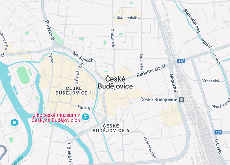 Map of Ceske Budejovice, Czech Republic