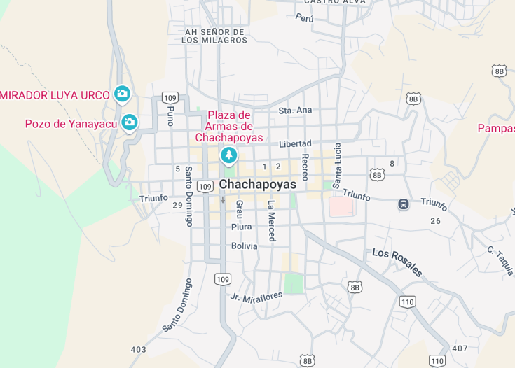 Map of Chachapoyas, Peru