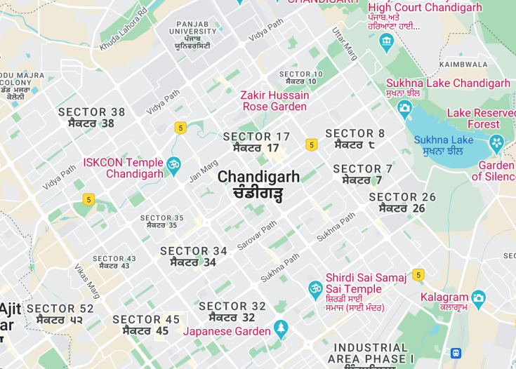 Map of Chandigarh, India