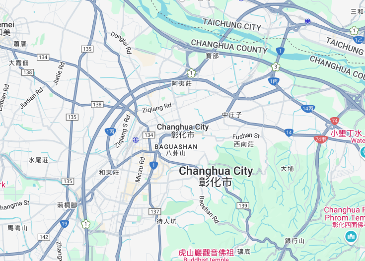 Map of Changhua, Taiwan