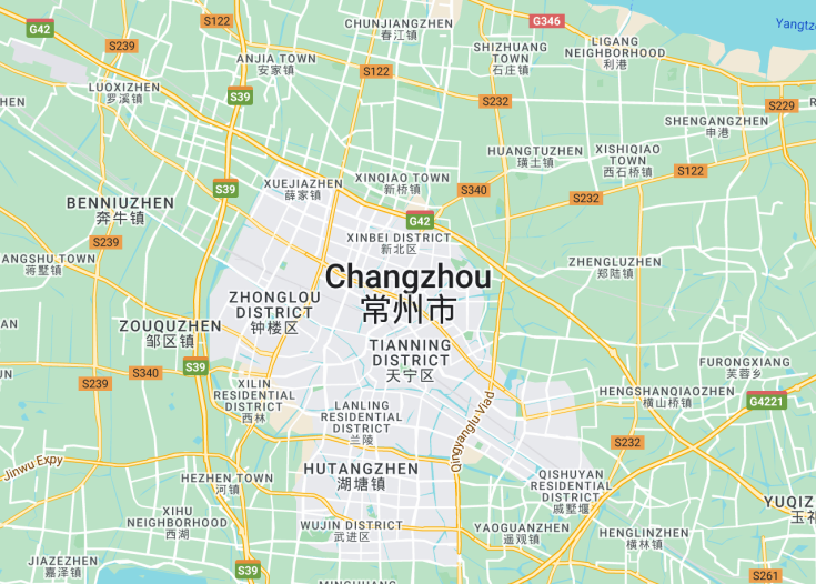 Map of Changzhou, China