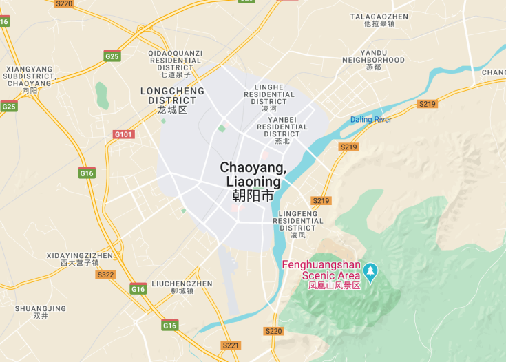 Map of Chaoyang, 