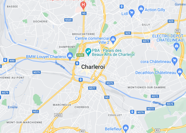 Map of Charleroi, Belgium