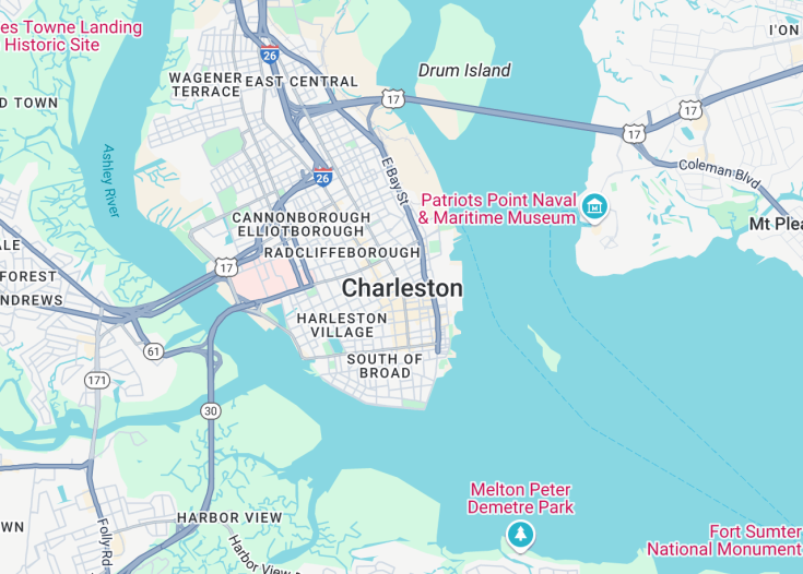 Map of Charleston, South Carolina (USA)