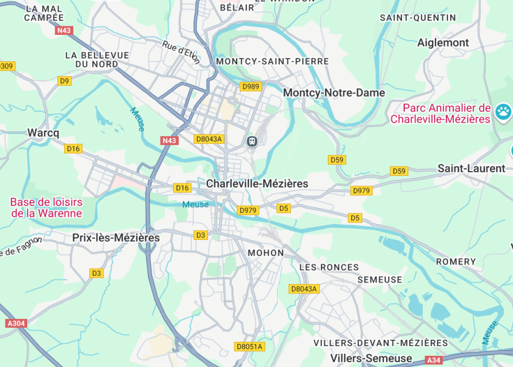 Map of Charleville-Mézières, France