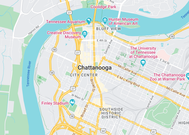 Map of Chattanooga, Tennessee (USA)