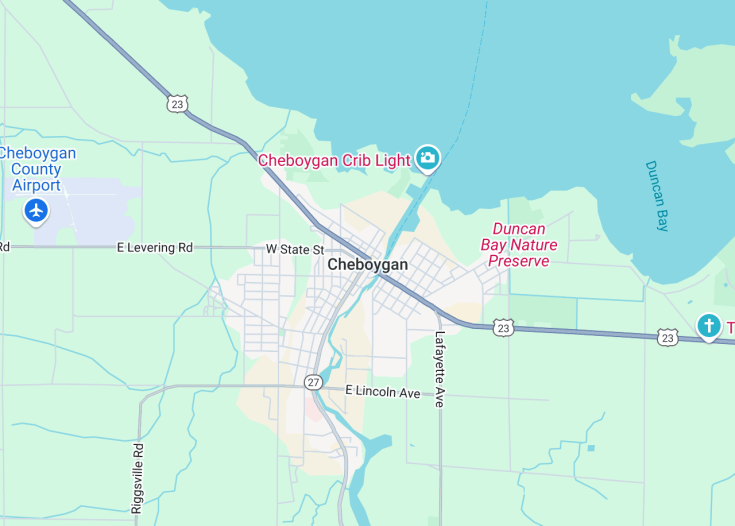 Map of Cheboygan, Michigan (USA)