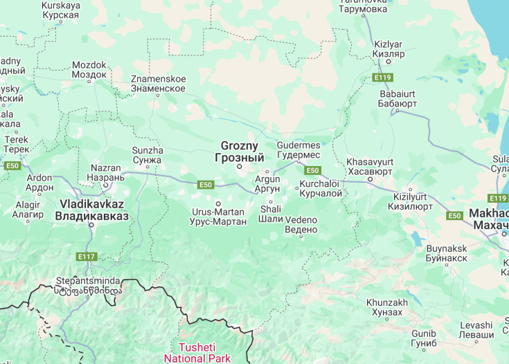 Map of Chechnya (Russia), Russia