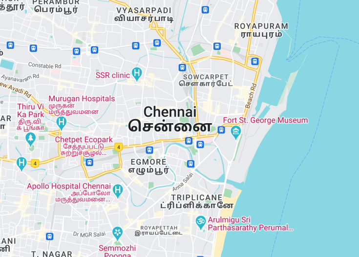 Map of Chennai, India