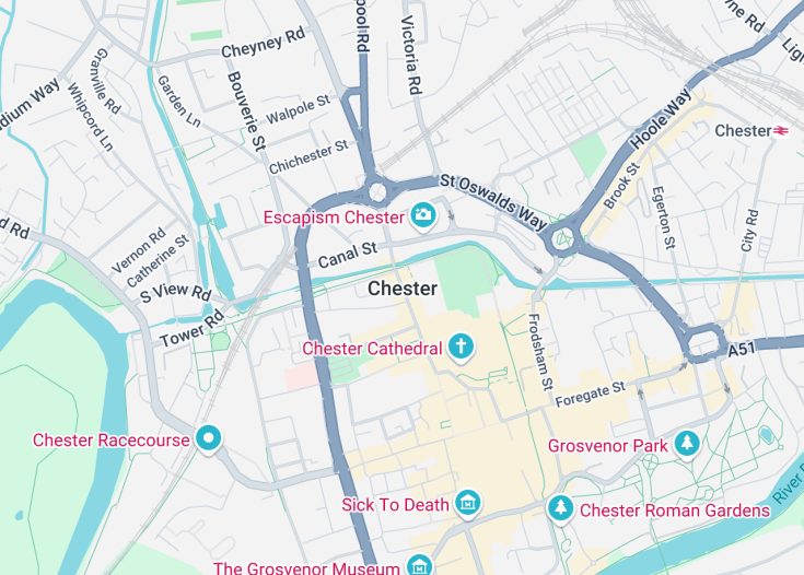 Map of Chester, England (United Kingdom)