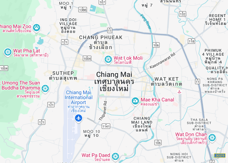 Map of Chiang Mai, Thailand