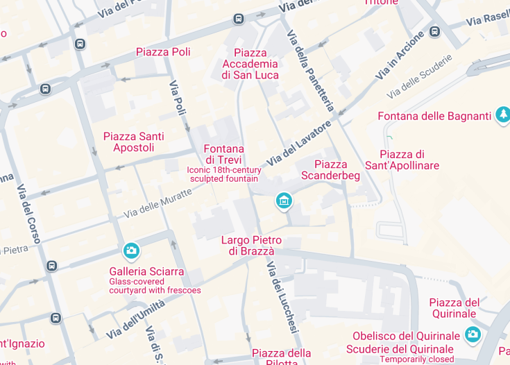 Map of Chiesa dei Santi Vincenzo e Anastasio a Trevi, Rome