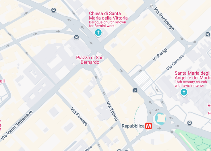 Map of Chiesa di San Bernardo alle Terme, Rome