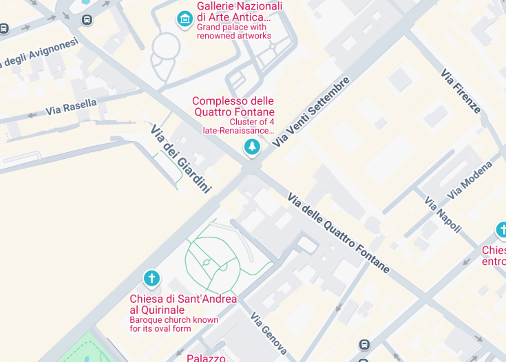 Map of Chiesa di San Carlo alle Quattro Fontane, Rome