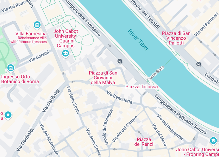 Map of Chiesa di San Giovanni della Malva in Trastevere, Rome