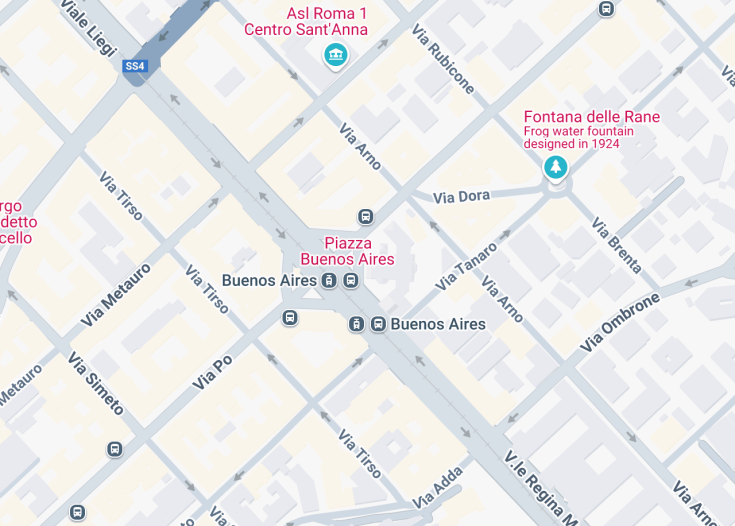 Map of Chiesa di Santa Maria Addolorata in Piazza Buenos Aires, Rome