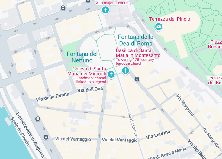 Map of Chiesa di Santa Maria dei Miracoli, Rome