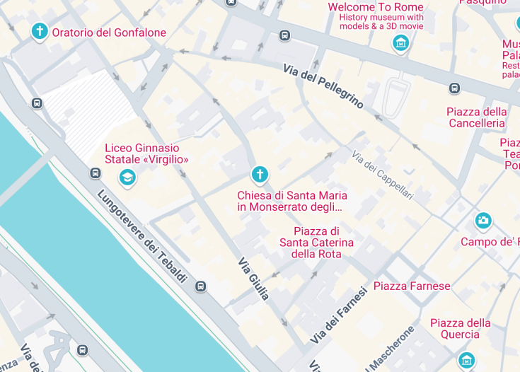 Map of Chiesa di Santa Maria in Monserrato degli Spagnoli, Rome