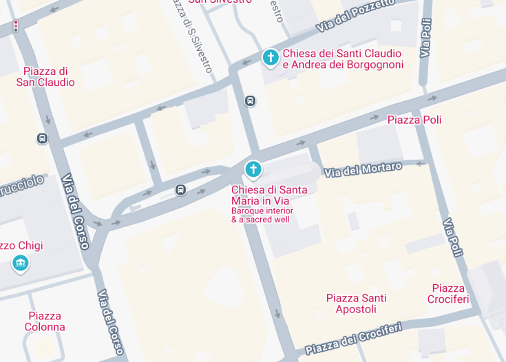 Map of Chiesa di Santa Maria in Via, Rome