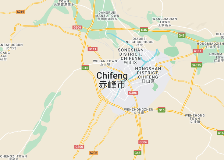 Map of Chifeng, China