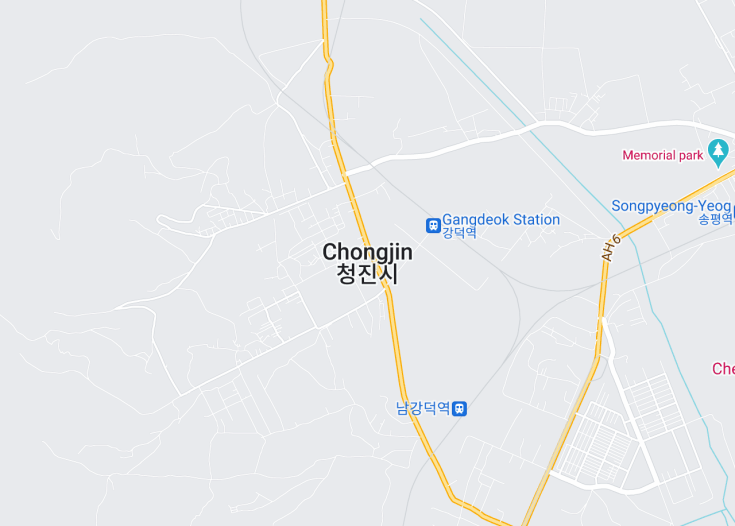 Map of Chongjin, North Korea