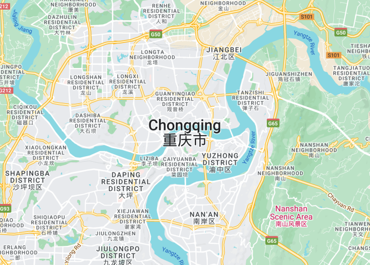 Map of Chongqing, China