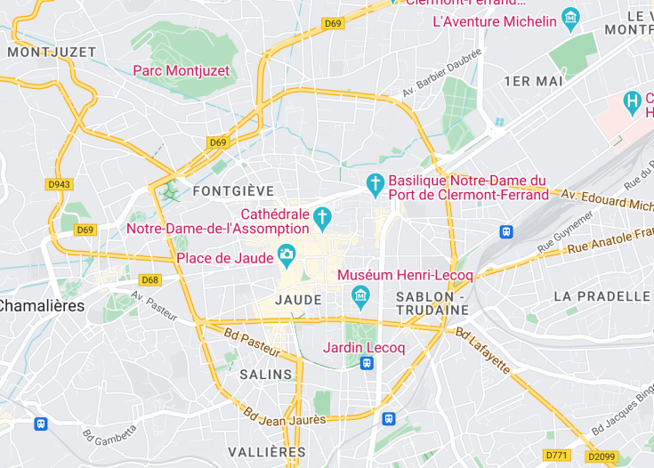 Map of Clermont-Ferrand, France