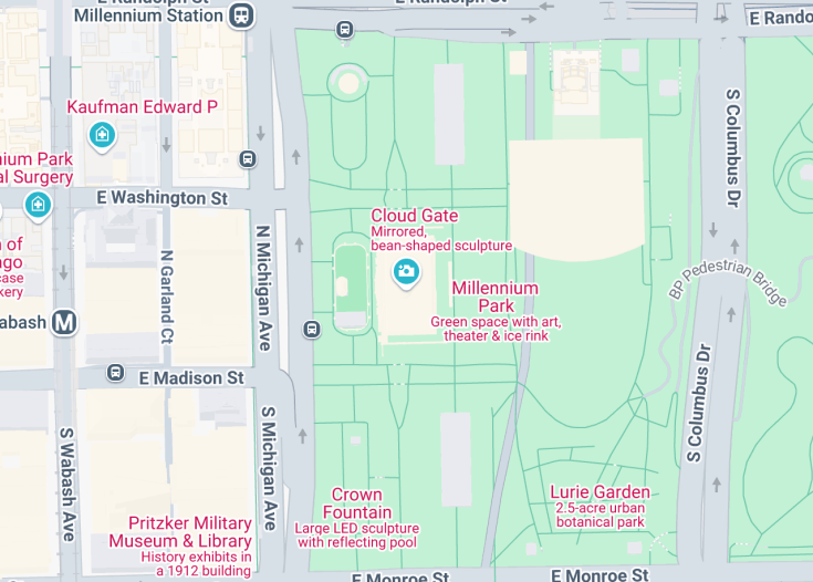 Map of Cloud Gate, Chicago