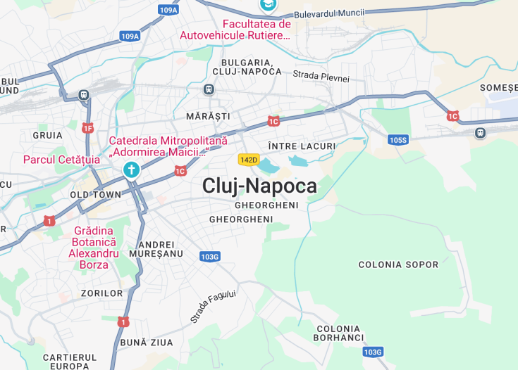 Map of Cluj Napoca, Romania