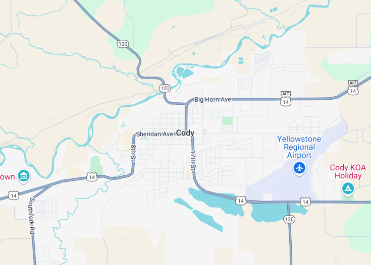 Map of Cody, Wyoming (USA)