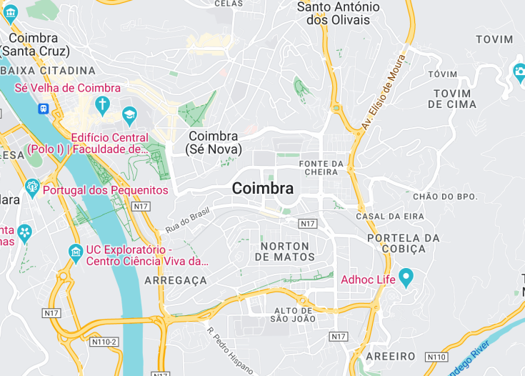 Map of Coimbra, Portugal