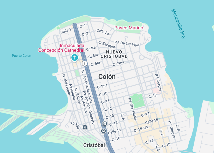 Map of Colon, Panama