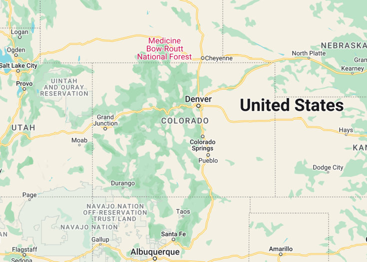 Map of Colorado (USA), 