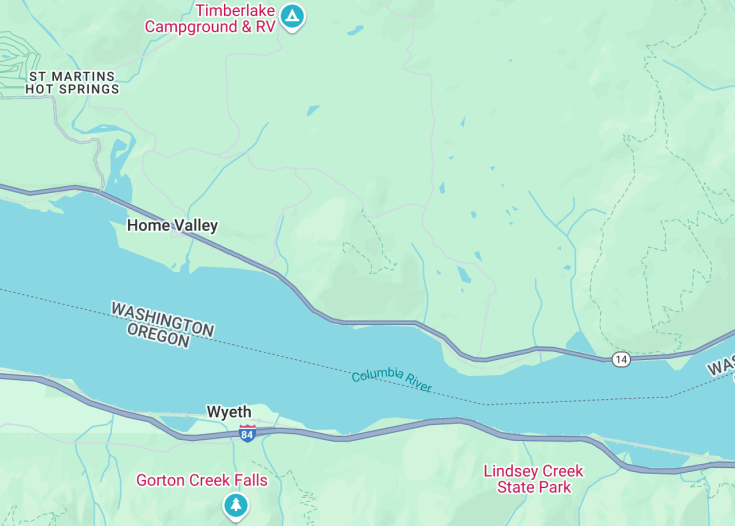 Map of Columbia River Gorge, Portland