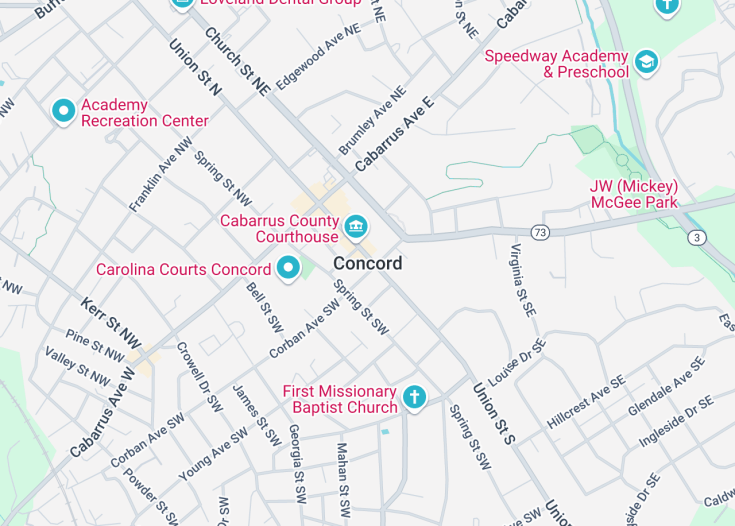 Map of Concord, North Carolina (USA)