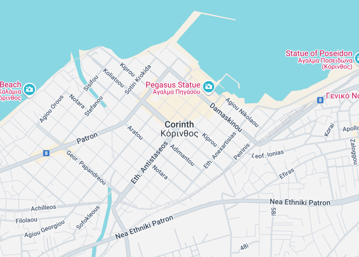 Map of Corinth, Greece