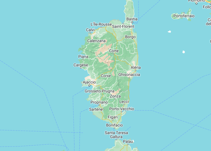 Map of Corsica (France), 