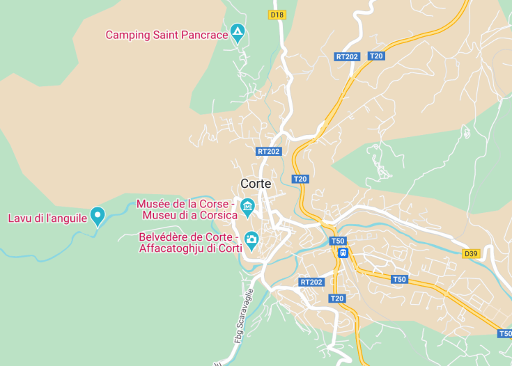 Map of Corte, Corsica (France)