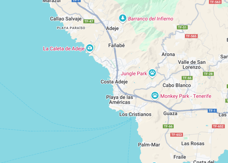 Map of Costa Adeje, Tenerife (Canaries, Spain)