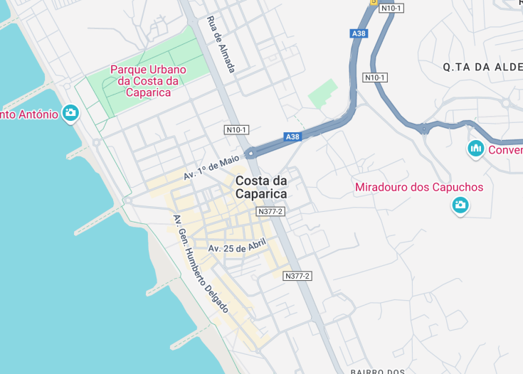 Map of Costa Da Caparica, Portugal