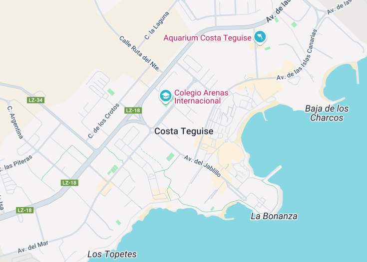 Map of Costa Teguise, Lanzarote (Canaries, Spain)