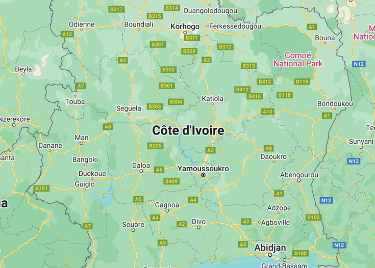 Map of Côte d’Ivoire, 