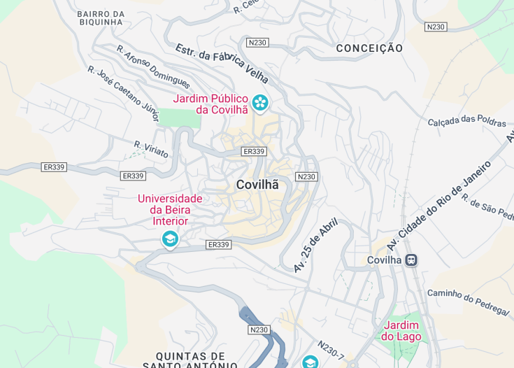 Map of Covilha, Portugal