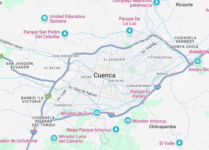 Map of Cuenca, Ecuador