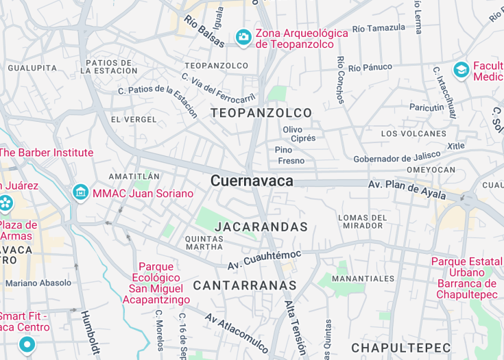 Map of Cuernavaca, Mexico