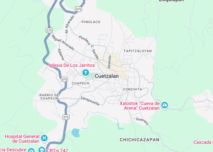 Map of Cuetzalan, Mexico